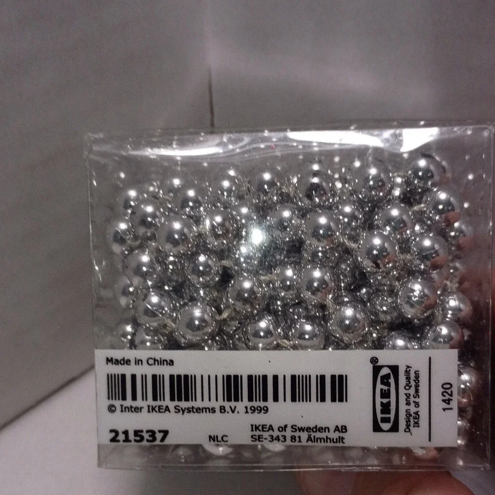 IKEA 2014 Vintermys Silver Bead Garland Christmas Tree Decor 5m 5.5yd 002.837.73